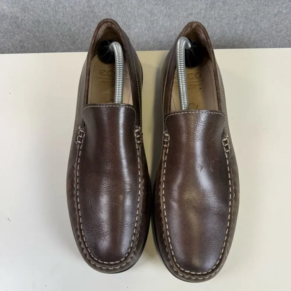 Ecco Men’s 43 U.S. 10 Brown Leather Slip On Dress Shoes Loafers